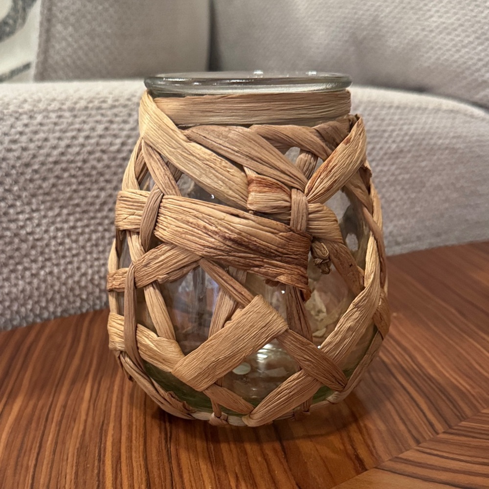 Woven Glass Vase with Natural Accents